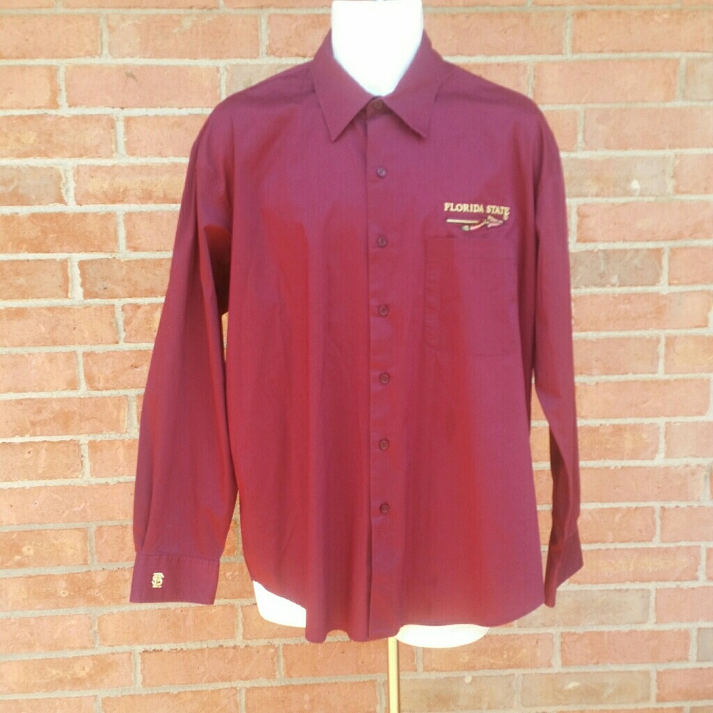 Large Florida State burgundy button down Stretch
